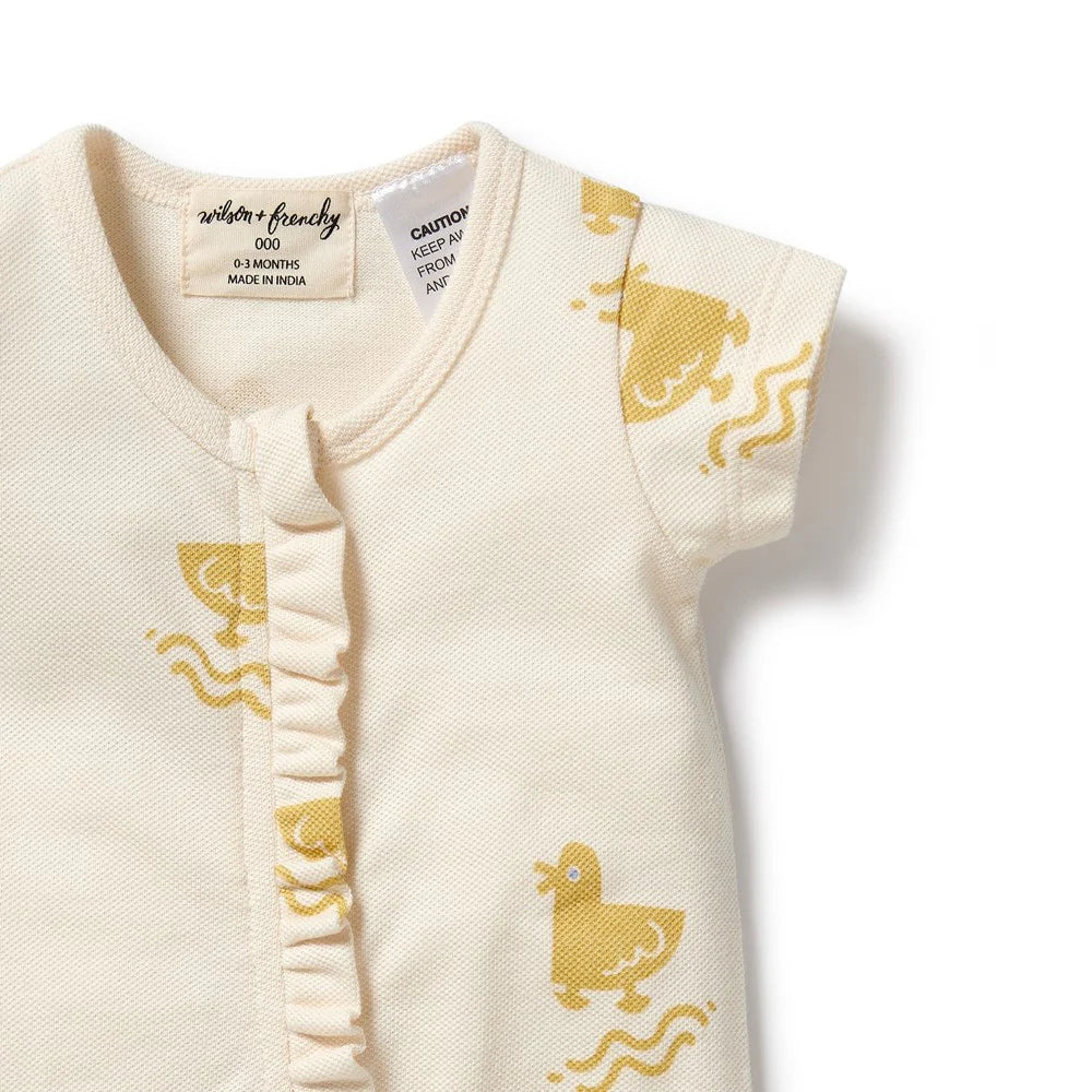 Quack Quack Organic Ruffle Zipsuit