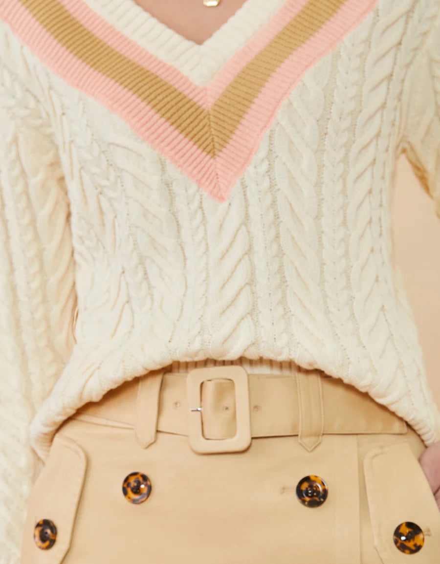 Lorna Varsity Sweater Buttercream