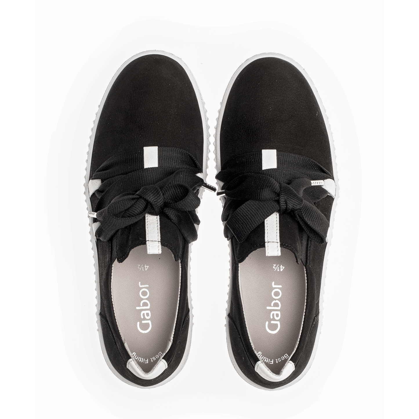 Soft Nubuk Black And White Ribbon Sneaker