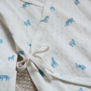 Blue Safari Print Organic Cotton Pointelle Layette 2 pc Gift Set