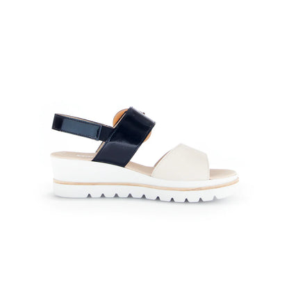 Slingback Platform Wedge Ivory And Black