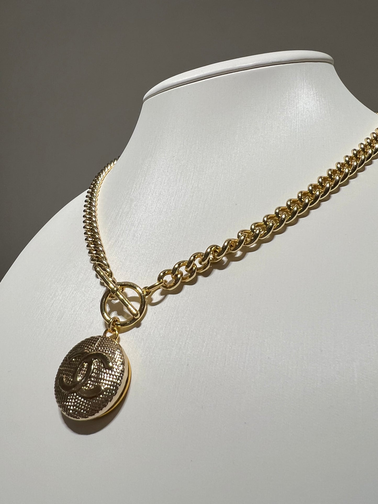 Chanel Gold Cuban Chain Toggle Necklace