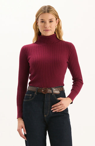 Cotton Cashmere Ribbed Turtleneck
