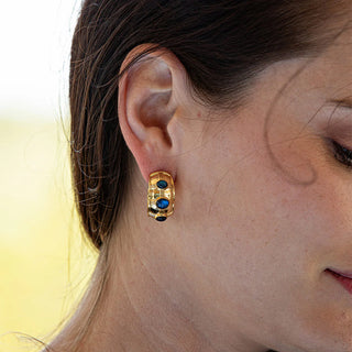 Cleopatra Bold Hoop Earrings Blue Labradorite