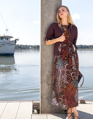 Margot Linen Jacket Deep Mahogany