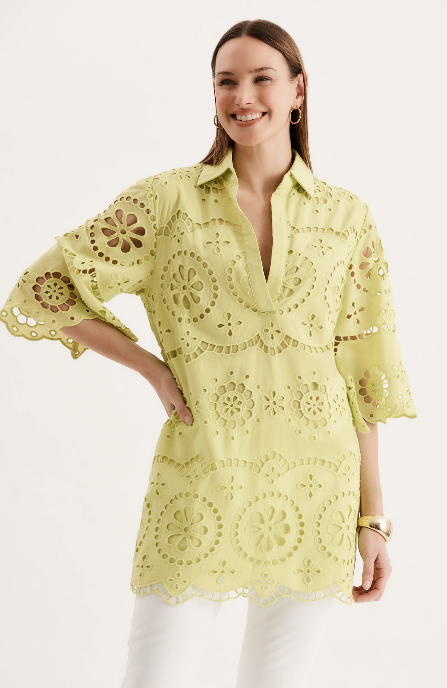 Penny Eyelet Tunic Wild Lime