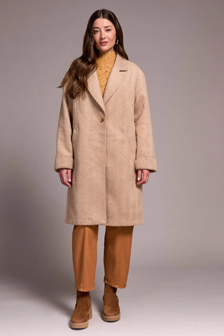 Herringbone Button Front Car Coat Biscotti