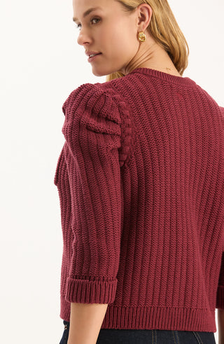 Liza Cotton Blend Knit Jacket Cabernet
