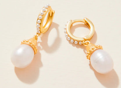 Spartina Drop Hoop Earrings Pearl