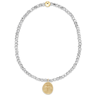 Silver Faceted Hematite 2mm Bead Bracelet Inspire Small Gold Charm