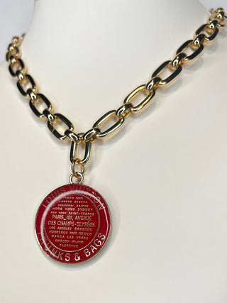 Louis Vuitton XL Trunk & Bags Red and Gold Charm Necklace