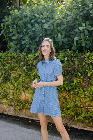 London Dress Navy Gingham