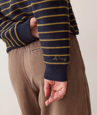 Valerie Polo Sweater Twilight & Green Stripe