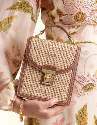 Straw Case Crossbody Natural/Brown
