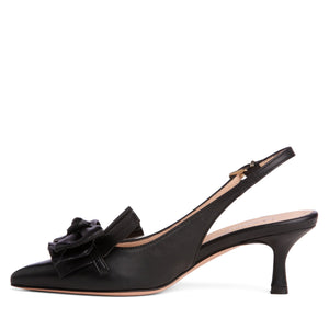 Fiorella Black Leather Slingback