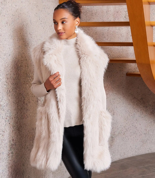 Faux Fur Vest Stone