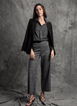 Denver Hi Waist Wide Leg Ponte Pant Glen Plaid