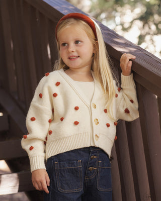 Boxy Crop Cardigan Ruby Bobble Natural