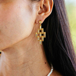 Pathway Post Drop Earrings Gold