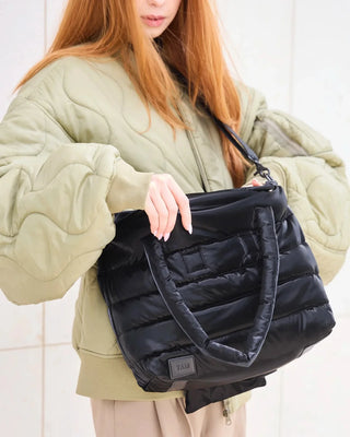 Capri Crossbody Tote Black Liquid Shine
