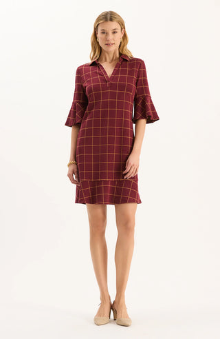 Johnny Knit Dress Cabernet Golden Windowpane