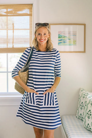 Anniversary Bloomfield Dress Royal Navy Stripe