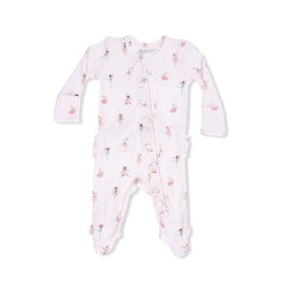 Petite Ballet 2-Way Ruffle Front Zip Footie