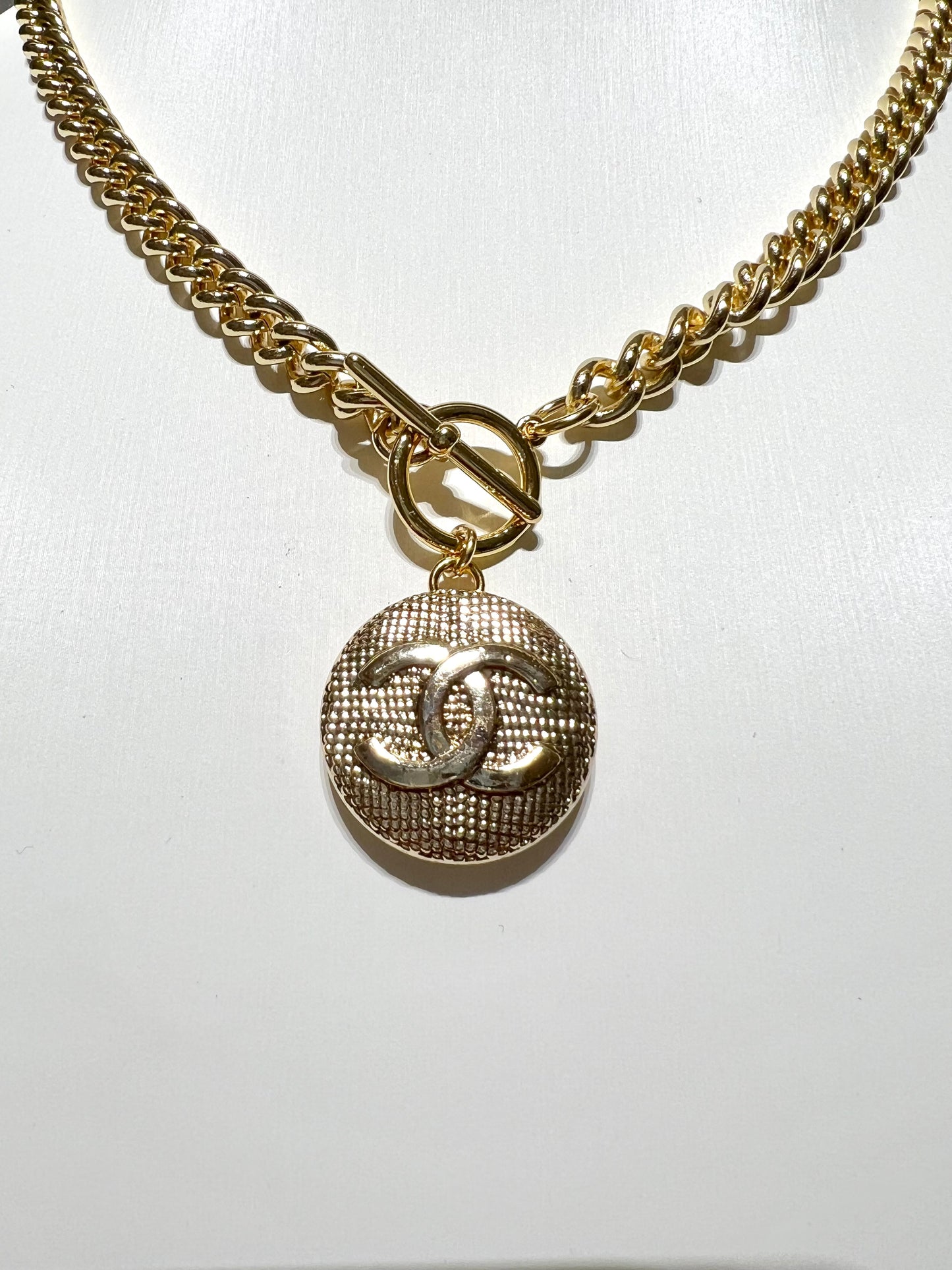 Chanel Gold Cuban Chain Toggle Necklace