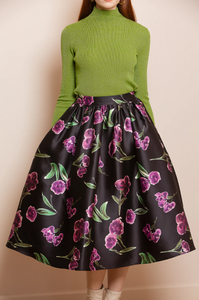 Rose Pattern A-line Skirt