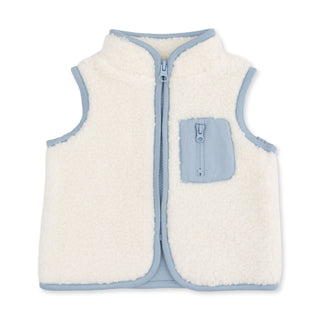 Sherpa Zip Vest With Blue Trim