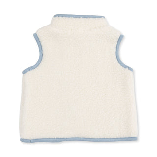 Sherpa Zip Vest With Blue Trim