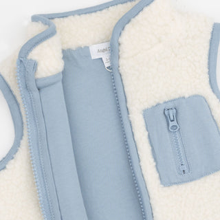Sherpa Zip Vest With Blue Trim