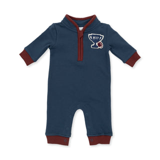 Varsity French Terry Zip Neck Romper
