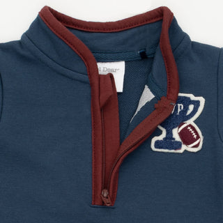 Varsity French Terry Zip Neck Romper