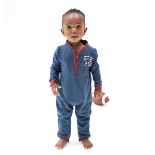 Varsity French Terry Zip Neck Romper
