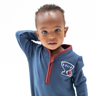 Varsity French Terry Zip Neck Romper