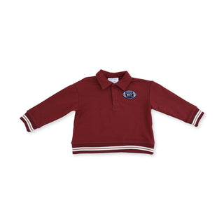 Varsity French Terry Polo Sweatshirt Maroon