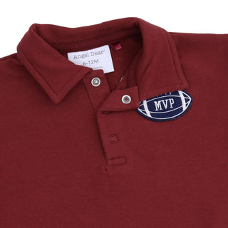 Varsity French Terry Polo Sweatshirt Maroon