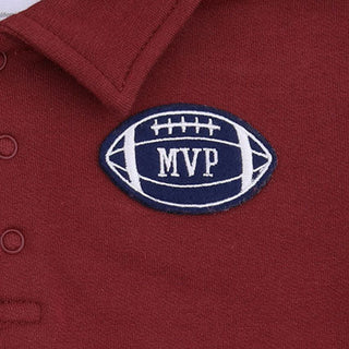 Varsity French Terry Polo Sweatshirt Maroon