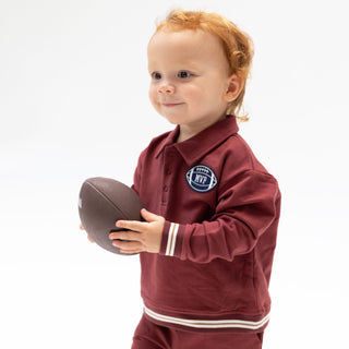 Varsity French Terry Polo Sweatshirt Maroon