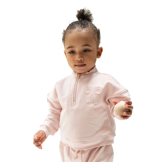 Veiled Pink Bows Half Zip Sweatshirt