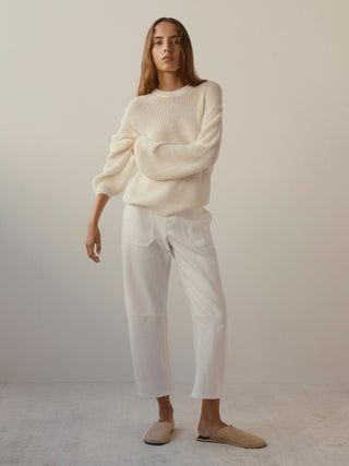 Bilie Easy Barrel High Rise Pant White Twill