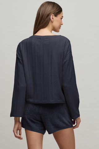 CozyChic Ultra Lite Rope Stripe Boatneck Pullover