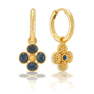 Berry Clover Hoop Earrings W/Double Sided Charm Blue Labradorite