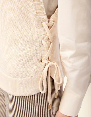 Beatrice Lace Up Vest Warm Beige