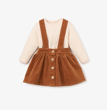 Load image into Gallery viewer, Rust Corduroy Skirt with Straps + Bodysuit