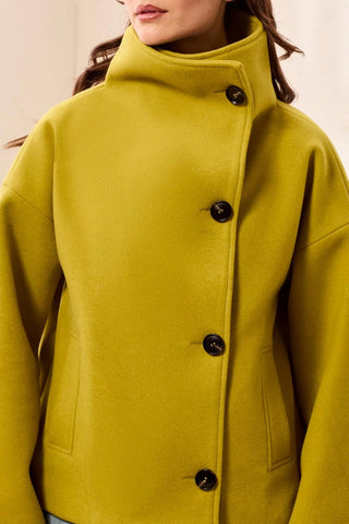 Soft Structured Funnel Neck Jacket Button Front Jacket EquinoxGold