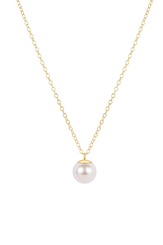 16” Necklace Gold Classic Pearl 8mm Charm