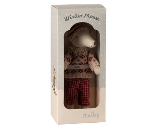 Winter Mouse with Ski Set, Mum - Red