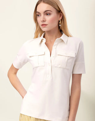 Kacey Polo Top Antique White
